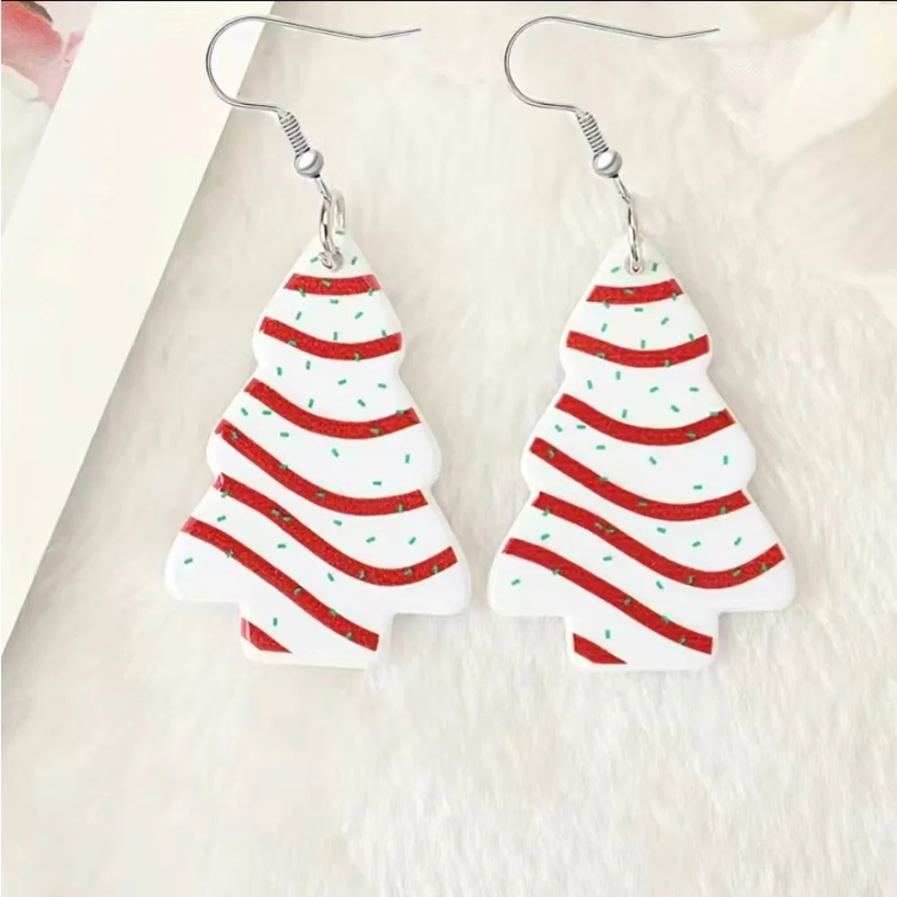 NWT Acrylic Christmas Tree Earrings - Picture 3 of 4
